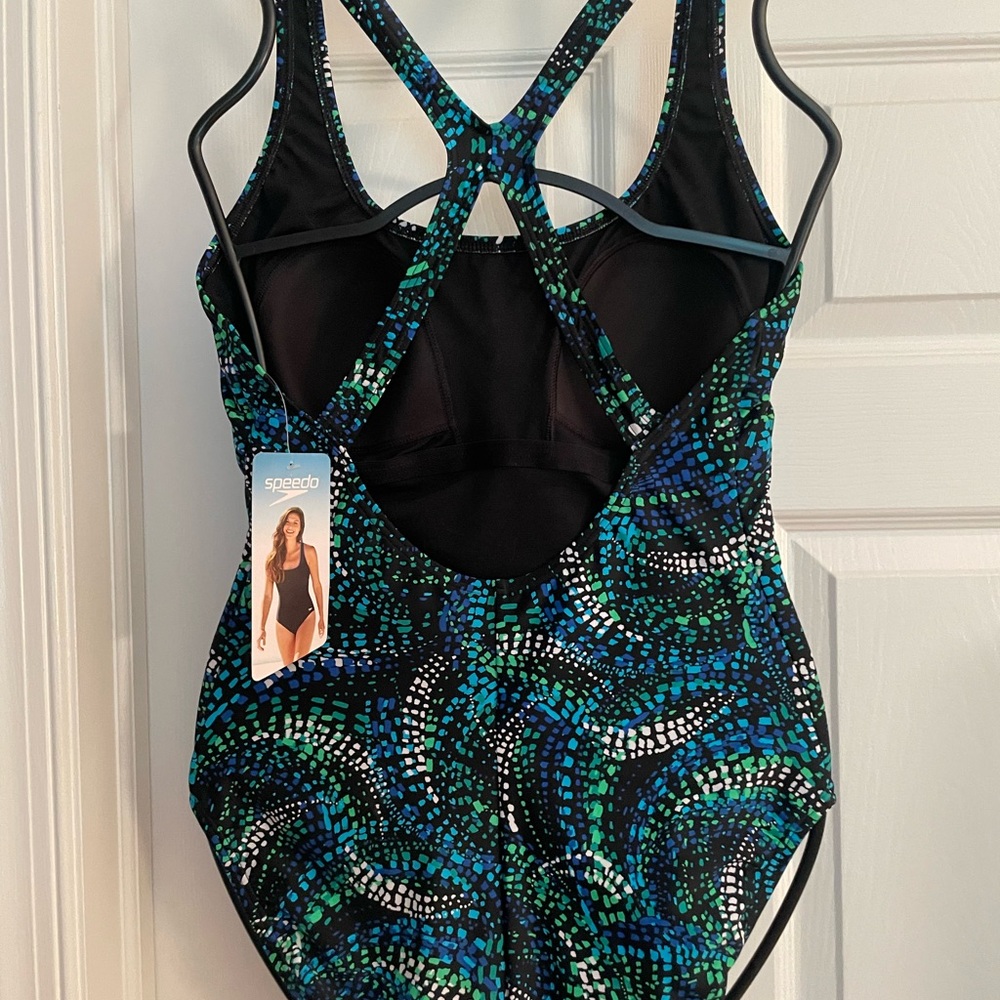 NWT Speedo Blue & Green Patterned Swimsuit - Picture 5 of 8